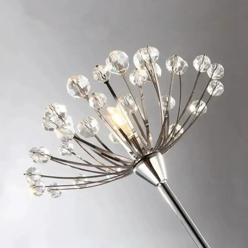 Silver Crystal Dandelion Floor Lamp for Bedroom