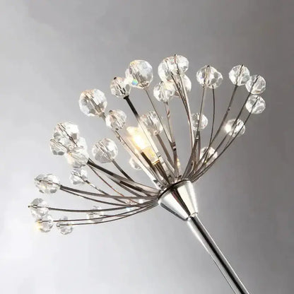 Silver Crystal Dandelion Floor Lamp for Bedroom
