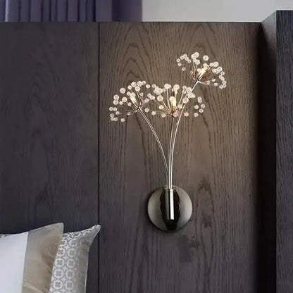 Silver Crystal Dandelion Floor Lamp for Bedroom