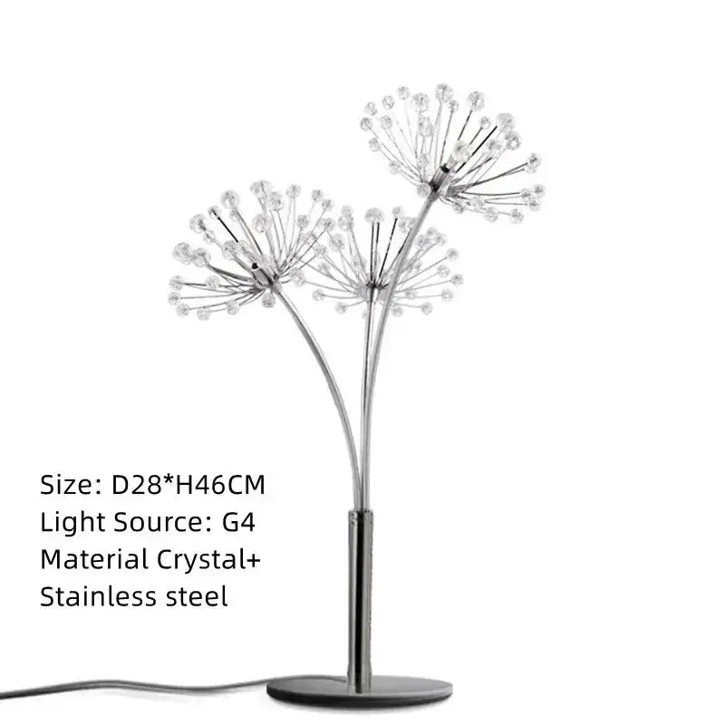 Silver Crystal Dandelion Floor Lamp for Bedroom