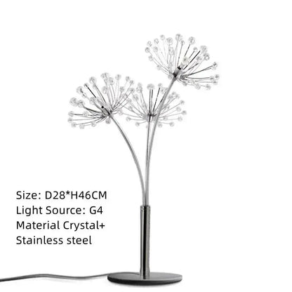Silver Crystal Dandelion Floor Lamp for Bedroom