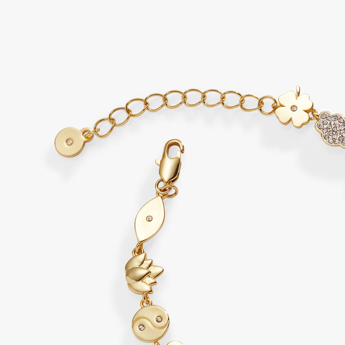 Silver Linings Chain Bracelet by ALEX AND ANI in gold-tone with flower and crystal charms on Tampa Home & Garden Store