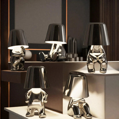 Silver Thinker LED table lamps with glass bases by Moktan Sabai on Tampa Home & Garden Store