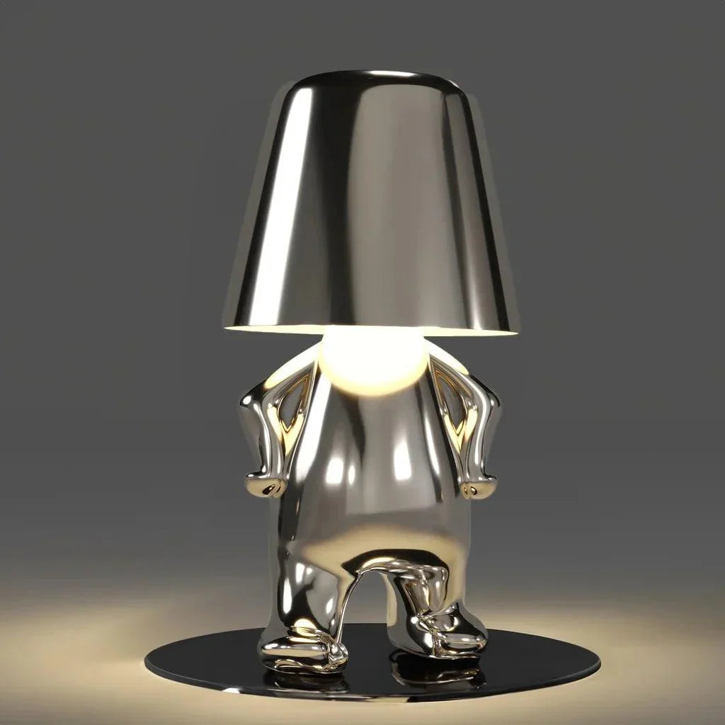 Silver Thinker LED Table Lamps set by Moktan Sabai with chrome finish and rounded base on Tampa Home & Garden Store