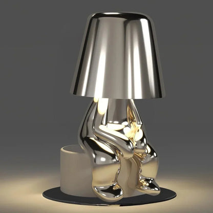 Silver Thinker LED Table Lamps Set by Moktan Sabai with polished chrome base and metal shade on Tampa Home & Garden Store