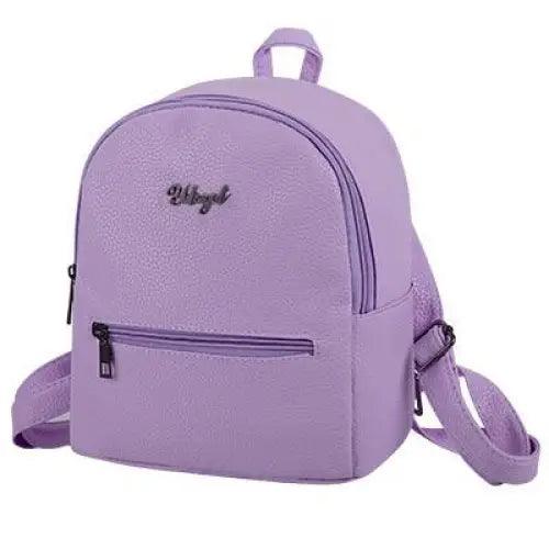 Stevvex mini purple backpack with front zip pocket, top handle and adjustable straps on Tampa Home & Garden Store