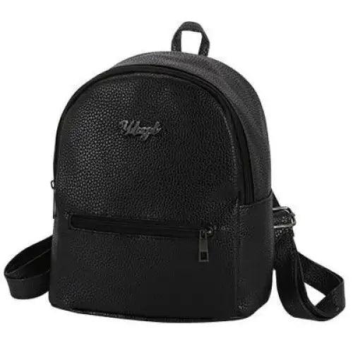 Stevvex mini solid backpack black faux leather with front zip pocket and top handle on Tampa Home & Garden Store
