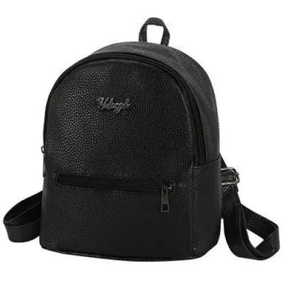 Stevvex mini solid backpack black faux leather with front zip pocket and top handle on Tampa Home & Garden Store