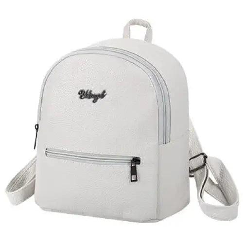 Stevvex mini white faux-leather backpack with front zip pocket and top handle on Tampa Home & Garden Store