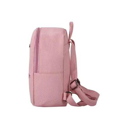 Mini solid backpack by Stevvex in pink, faux leather, adjustable straps on Tampa Home & Garden Store