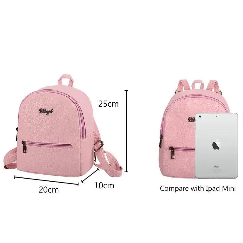 Mini solid backpack by Stevvex in pink for women with front zip pocket and top handle on Tampa Home & Garden Store