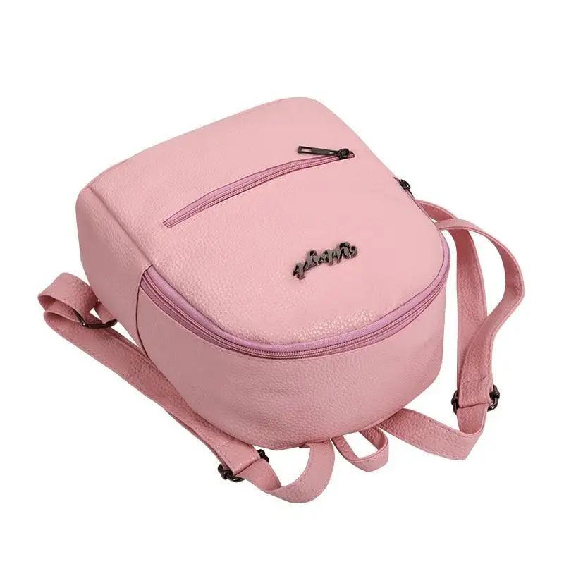 Stevvex mini pink backpack with pebbled faux leather, front zip pocket and adjustable straps on Tampa Home & Garden Store