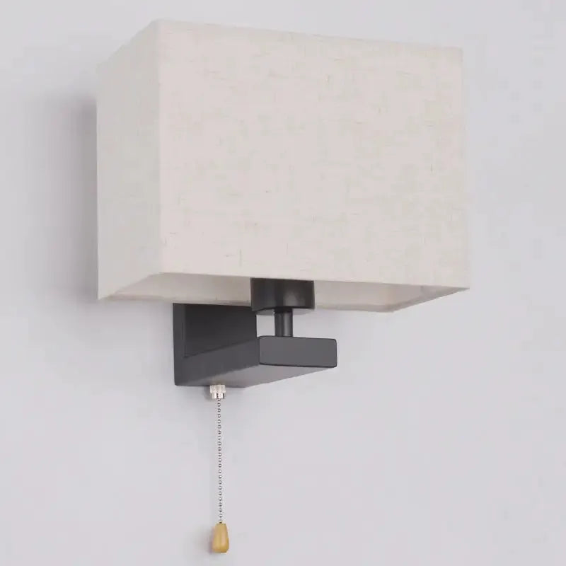 Beige Fabric Wall Lamp and Rectangle Modern Light