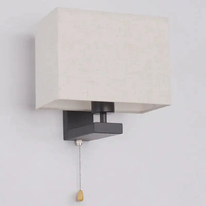 Beige Fabric Wall Lamp and Rectangle Modern Light
