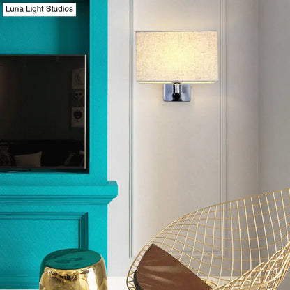 Flaxen Modern Wall Lamp by Decorbites with chrome wall mount and beige linen shade on Tampa Home & Garden Store