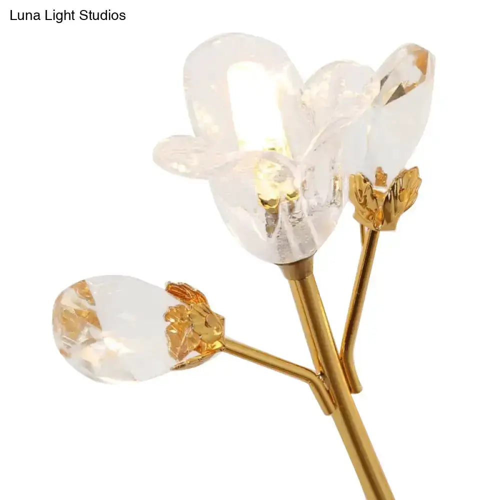 Crystal flower wall sconce with crystal blooms and brass stems Decorbites bedroom fixture on Tampa Home & Garden Store