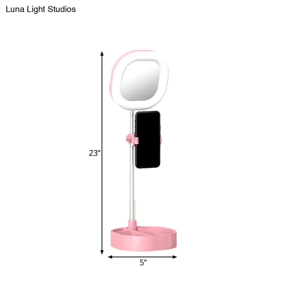 Light Blue LED Vanity Light with pink base and phone holder, Luna Light Studios Decorbites on Tampa Home & Garden Store