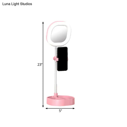 Light Blue LED Vanity Light with pink base and phone holder, Luna Light Studios Decorbites on Tampa Home & Garden Store