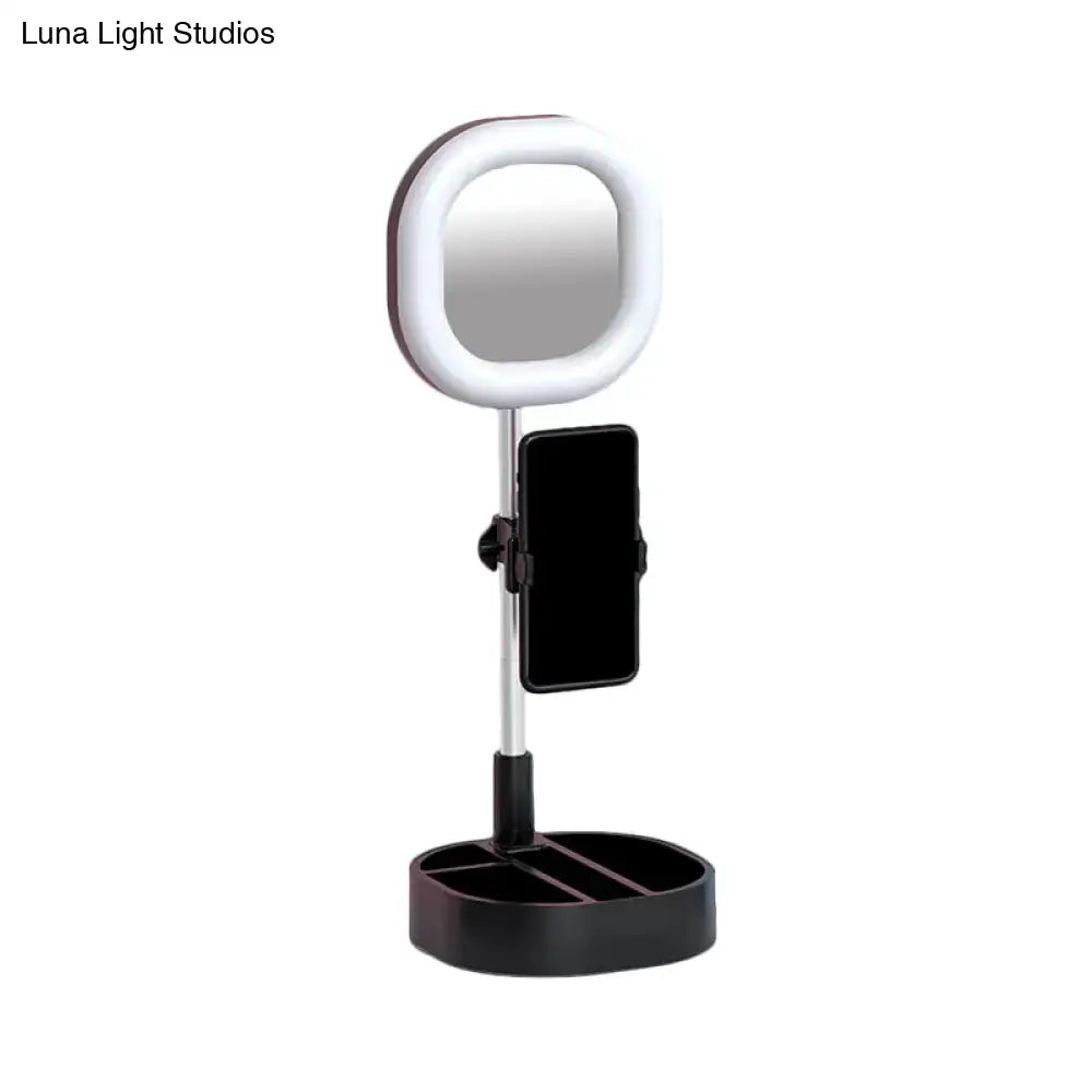 Light Blue LED Vanity Light on adjustable stand with phone holder and round base on Tampa Home & Garden Store