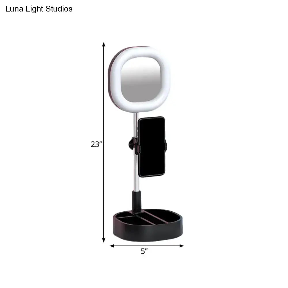 Light Blue LED Vanity Light with ring and phone holder on a 23in metal stand Luna Light Studios on Tampa Home & Garden Store
