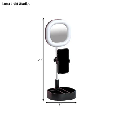 Light Blue LED Vanity Light with ring and phone holder on a 23in metal stand Luna Light Studios on Tampa Home & Garden Store