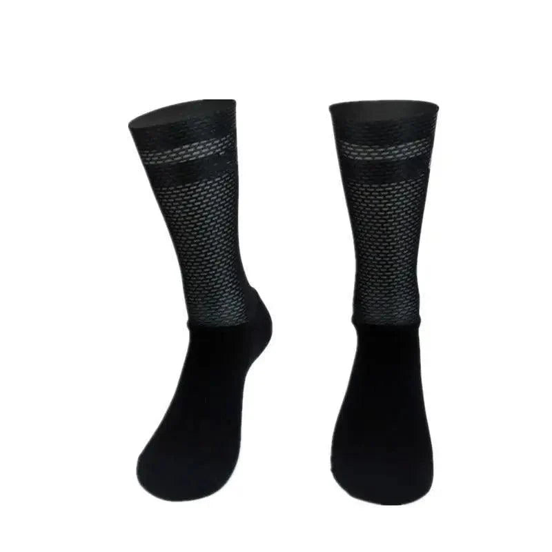 Stevvex cycling socks, black anti-slip silicone, mesh calf-length athletic socks for men on Tampa Home & Garden Store