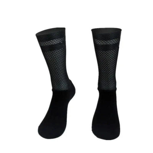 Stevvex cycling socks, black anti-slip silicone, mesh calf-length athletic socks for men on Tampa Home & Garden Store