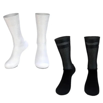 Stevvex anti-slip silicone cycling socks, two white and two black, breathable sports socks on Tampa Home & Garden Store
