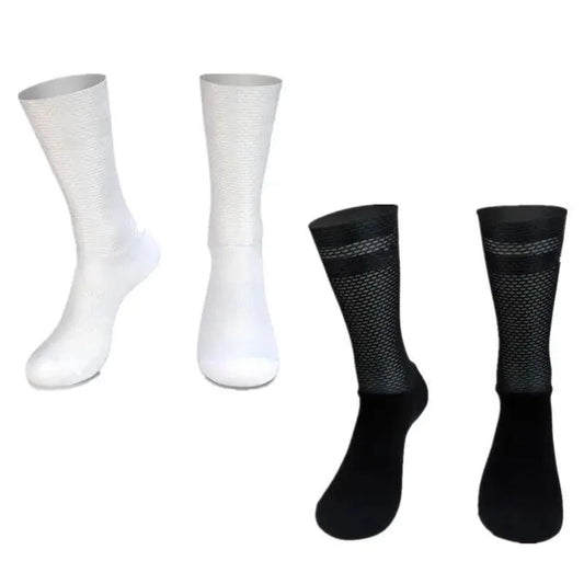 Stevvex anti-slip silicone cycling socks, two white and two black, breathable sports socks on Tampa Home & Garden Store