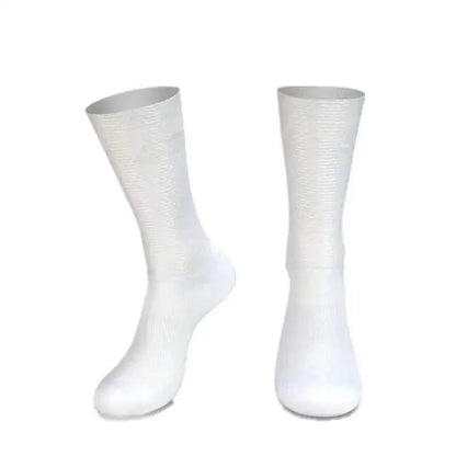 Stevvex anti-slip silicone cycling socks pair white mid-calf breathable lightweight athletic socks for men on Tampa Home & Garden Store