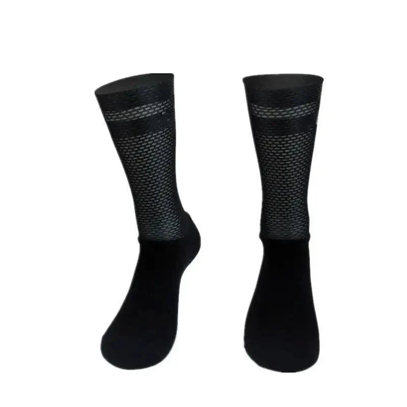 Stevvex men's athletic anti-slip silicone cycling socks pair, black mesh breathable on Tampa Home & Garden Store