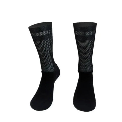 Stevvex men's athletic anti-slip silicone cycling socks pair, black mesh breathable on Tampa Home & Garden Store