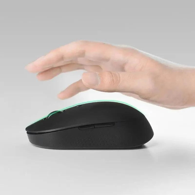 Wireless optical mouse black with green LED edge glow for laptop PC Stevvex on Tampa Home & Garden Store