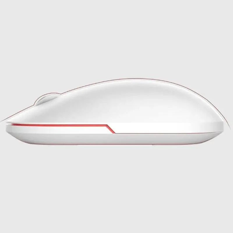 White wireless optical mouse with red trim, USB/Bluetooth, slim rechargeable on Tampa Home & Garden Store