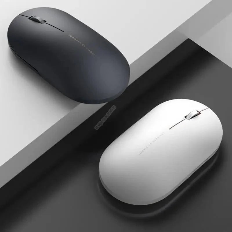 Wireless optical mouse set in white and navy, Bluetooth/USB, slim Stevvex 2-pack on Tampa Home & Garden Store