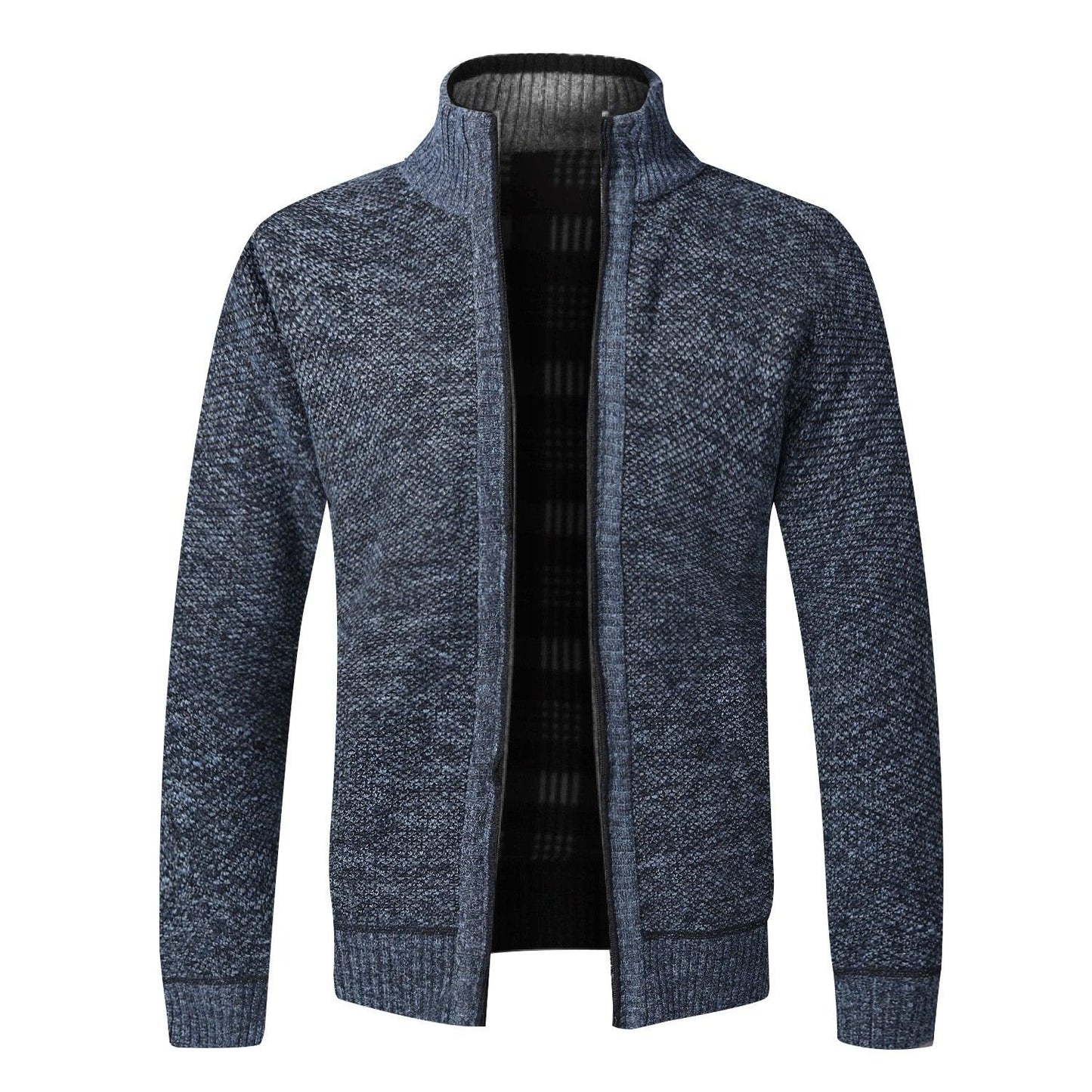 Stevvex men's navy speckled knit jacket slim fit with zip front and pockets on Tampa Home & Garden Store