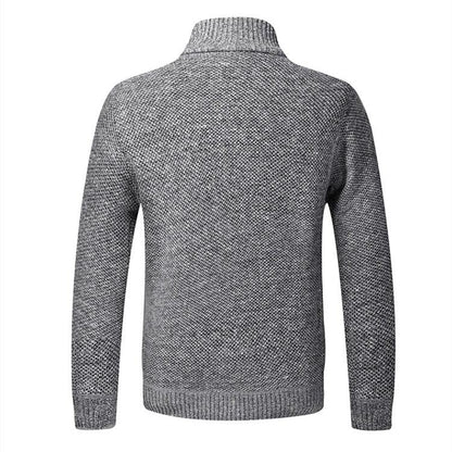Men's gray knit turtleneck sweater by Stevvex, thick warm with ribbed cuffs on Tampa Home & Garden Store