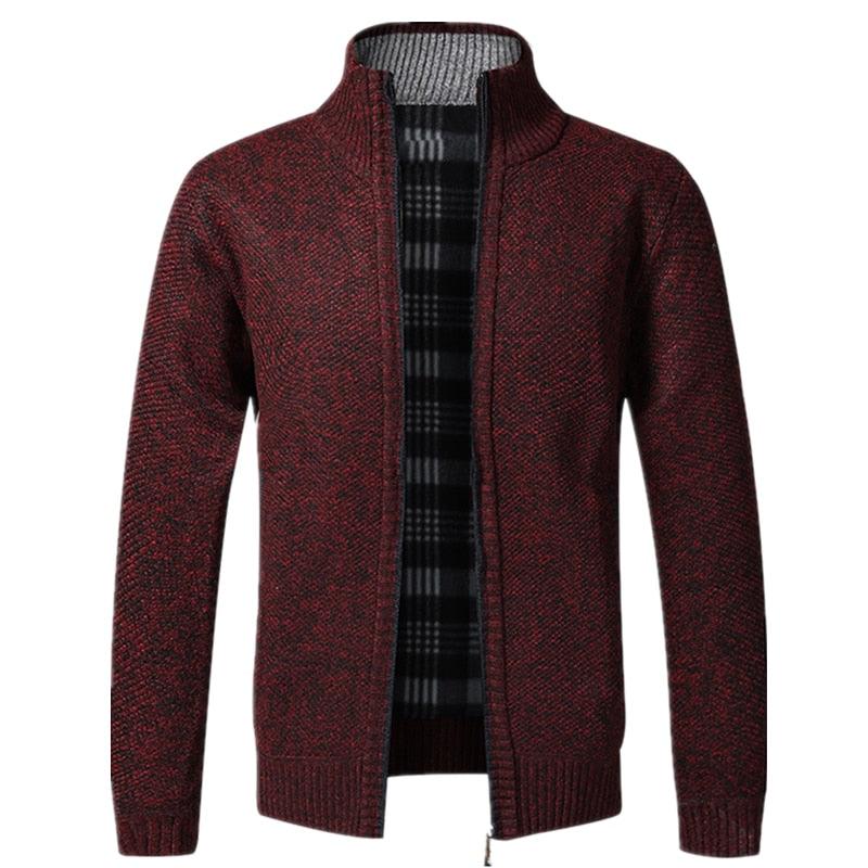 Men's Stevvex burgundy knit slim-fit sport jacket with zip front and plaid lining on Tampa Home & Garden Store