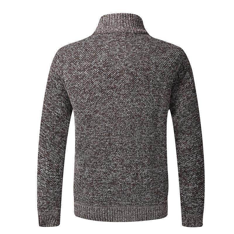 Stevvex men's slim fit thick knit sweater marled gray with ribbed cuffs and hem on Tampa Home & Garden Store
