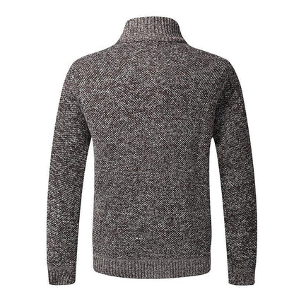 Stevvex men's slim fit thick knit sweater marled gray with ribbed cuffs and hem on Tampa Home & Garden Store