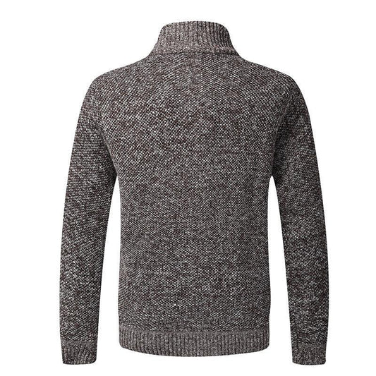 Stevvex men's slim fit thick knit sweater marled gray with ribbed cuffs and hem on Tampa Home & Garden Store