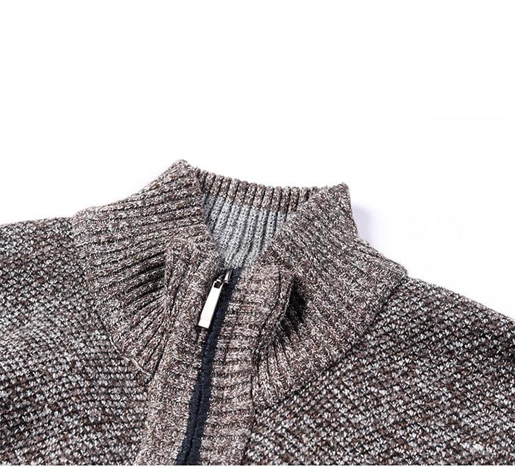 Stevvex men's knit sport jacket gray-brown heather zip collar on Tampa Home & Garden Store