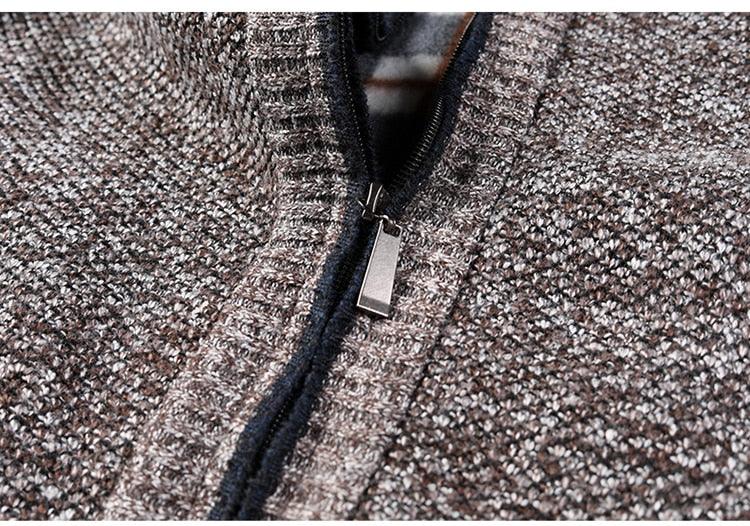 Stevvex men's thick knit jacket with zipper on heather brown fabric sport jacket on Tampa Home & Garden Store