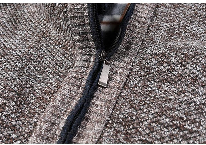 Stevvex men's thick knit jacket with zipper on heather brown fabric sport jacket on Tampa Home & Garden Store