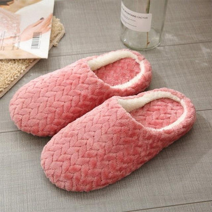Slippers Stevvex pink plush memory-foam indoor slippers with warm lining non-slip pair on Tampa Home & Garden Store