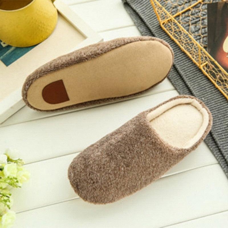 Stevvex plush slippers pair brown fuzzy memory foam indoor slippers for men and women non-slip sole on Tampa Home & Garden Store