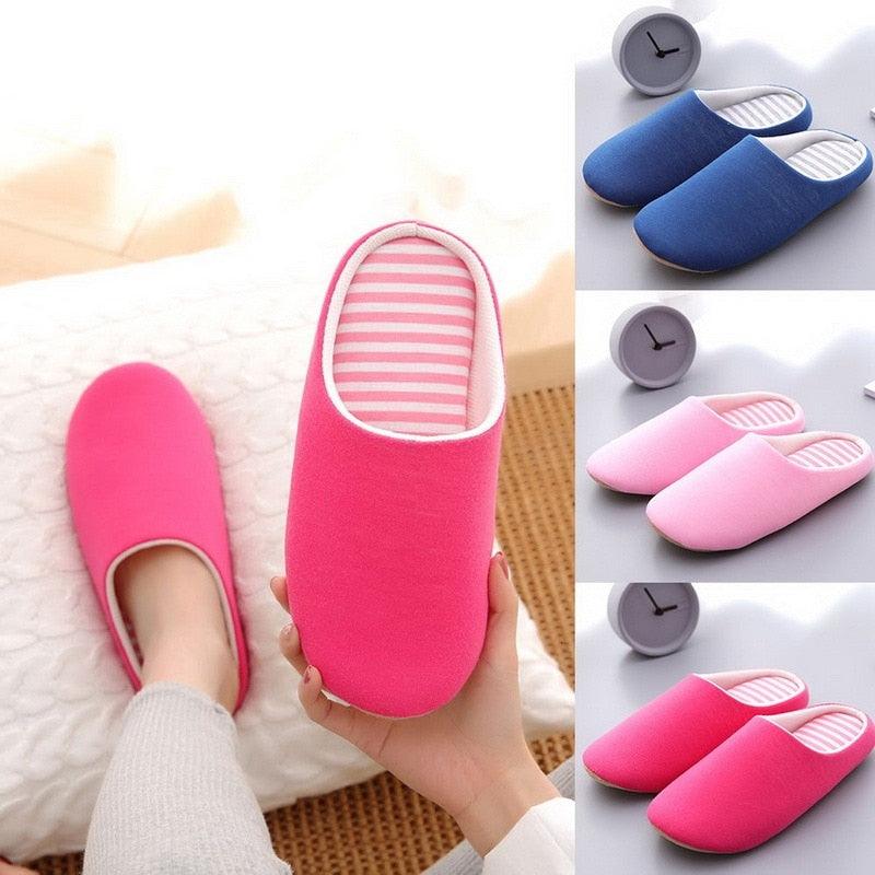 Stevvex plush slippers pink blue memory foam indoor non-slip house shoes for men and women on Tampa Home & Garden Store