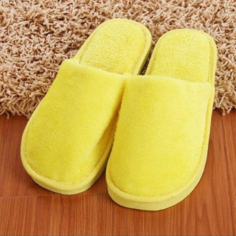Stevvex yellow plush memory-foam indoor slippers for men and women, non-slip house shoes on Tampa Home & Garden Store