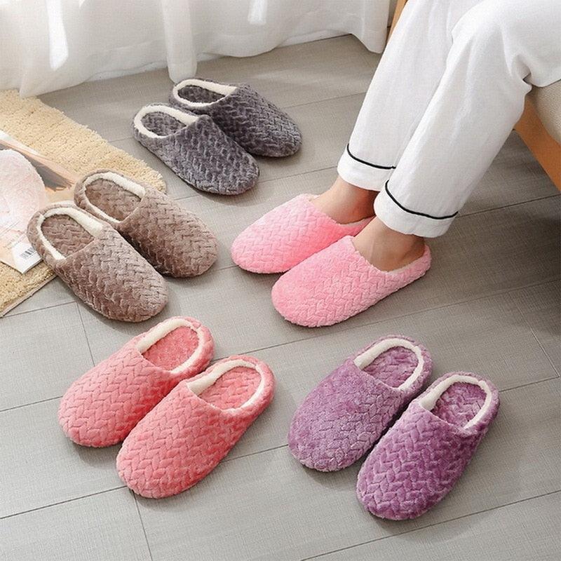Stevvex ST85SH2410NML plush memory-foam slippers; unisex indoor house shoes in pink/gray/beige on Tampa Home & Garden Store