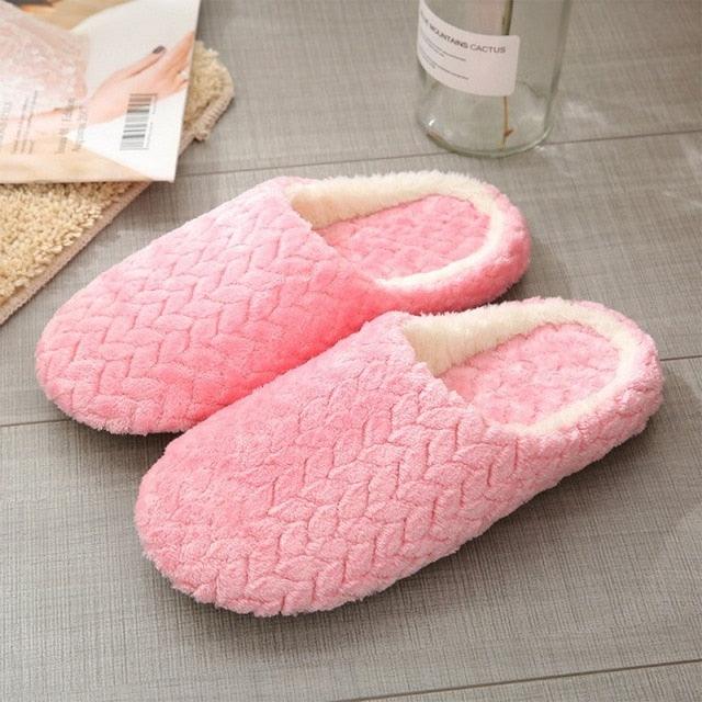 Pink quilted plush slippers Stevvex ST85SH2410NML indoor memory-foam house shoes on Tampa Home & Garden Store